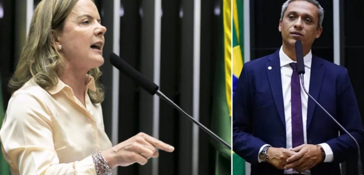 Gleisi Hoffmann e Gustavo Gayer (Foto: Divulgação / Câmara dos Deputados)