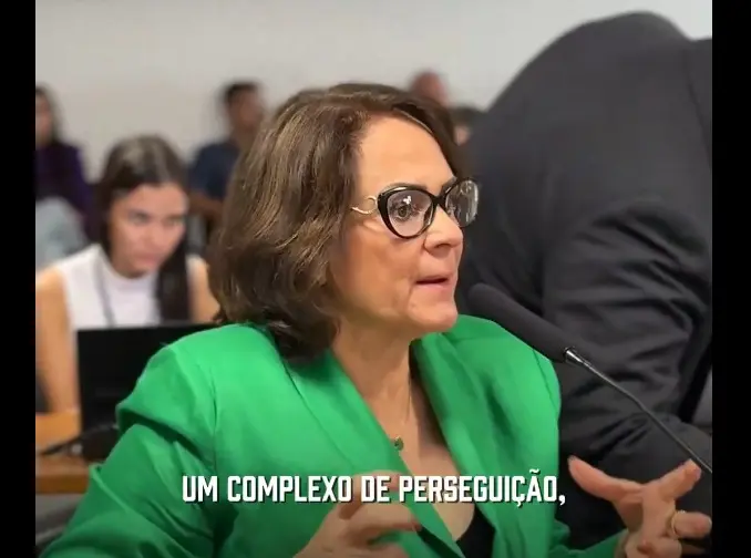 A senadora Damares Alves (Republicanos-DF) durante sessão no Senado – Foto: Reprodução