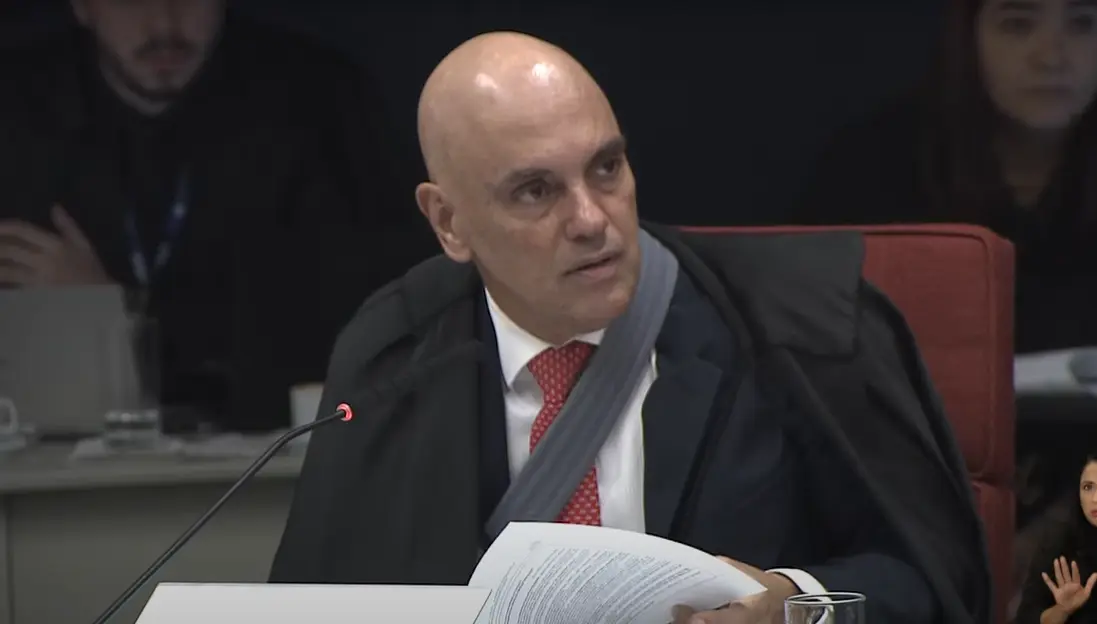 Alexandre de Moraes durante o julgamento desta terça-feira (20). Foto: reprodução