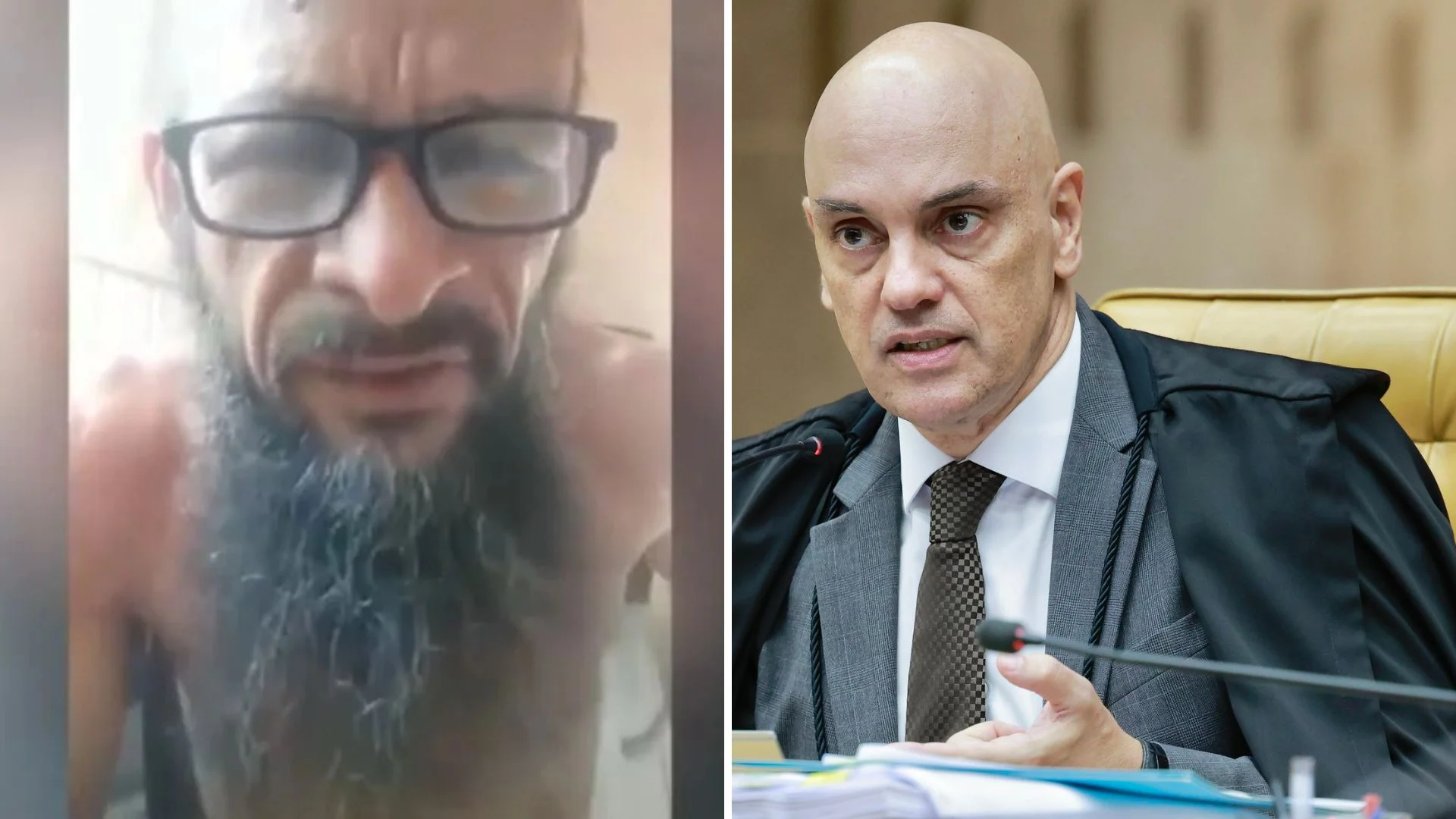 O bolsonarista de Mossoró que se autointitula integrante da Al-Qaeda e o ministro Alexandre de Moraes, do STF. Foto: Reprodução
