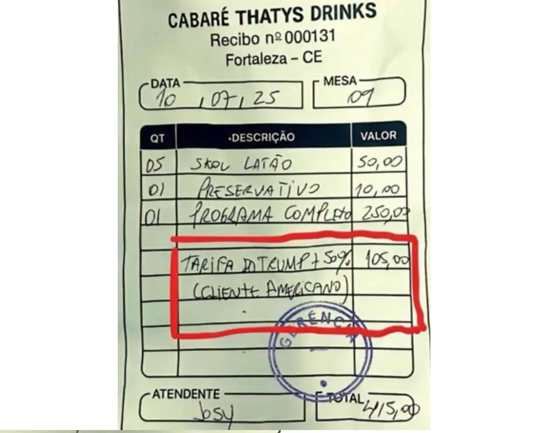 Viralizlou: Cabaré cobra taxa de Trump a turista dos EUA: "+ 50%" | Diário Carioca