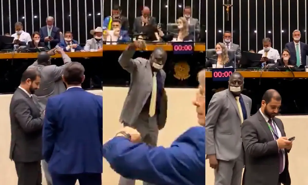 Hélio Negão fazendo mímica no Congresso. Foto: reprodução