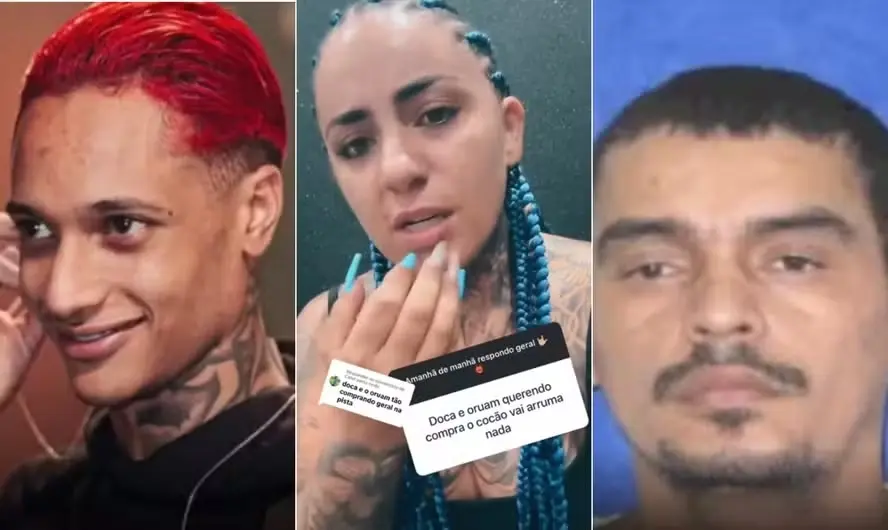 O rapper Oruam, Diaba Loira e o traficante Doca — Foto: Reprodução