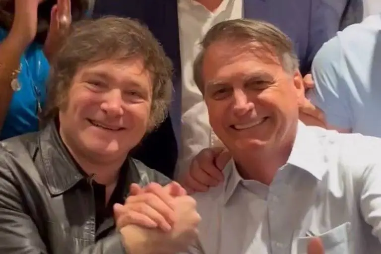 Javier Milei, presidente da Argentina, e Jair Bolsonaro. Foto: reprodução