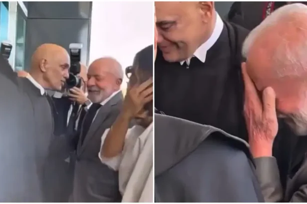 O ministro Alexandre de Moraes e o presidente Lula durante evento no STF nesta segunda (29). Foto: Reprodução