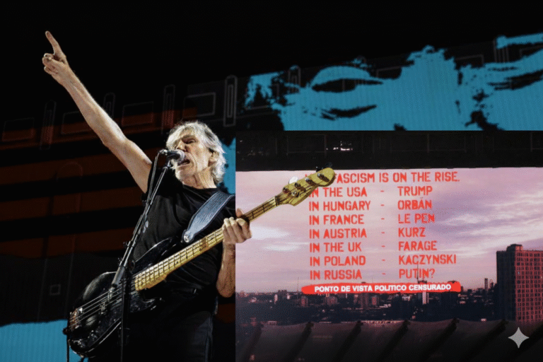 Roger Waters no palco da turnê "Us + them" Foto: Divulgação