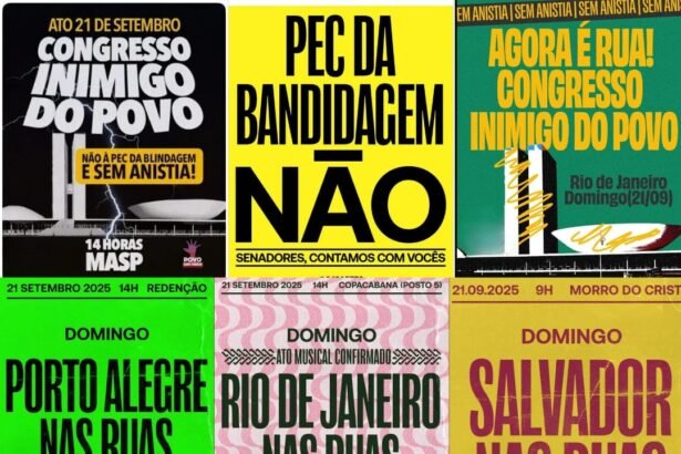 Artistas e políticos convocam atos em SP e RJ contra a PEC da Blindagem e a anistia do 8 de janeiro em defesa da democracia no Brasil.