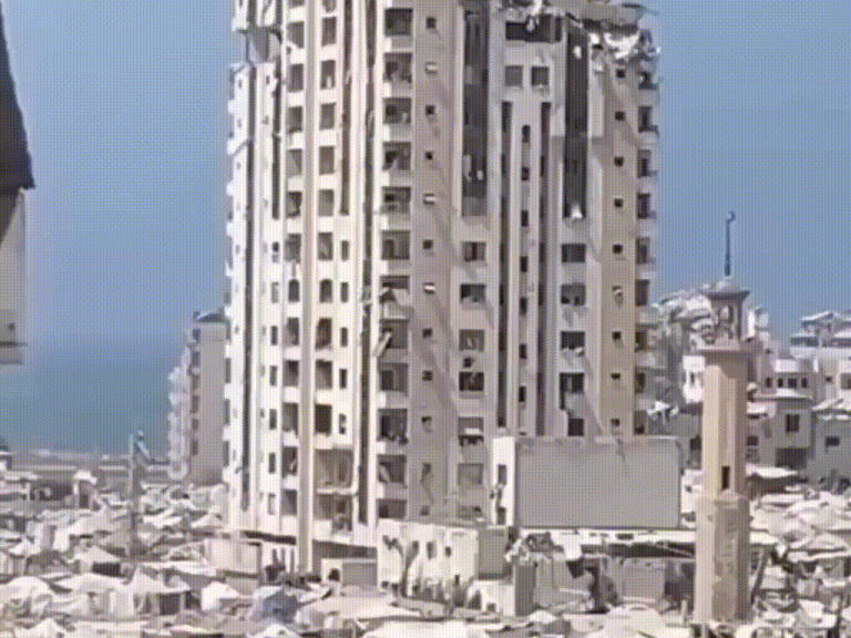 Bombardeios israelenses atingem arranha-céus em Gaza, causando mortes, destruição da infraestrutura e deslocamento de civis, incluindo milhares de crianças. Diário Carioca