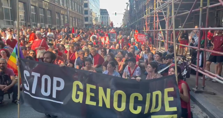 Protesto pró-Palestina mobiliza milhares em Bruxelas e cobra ação da UE