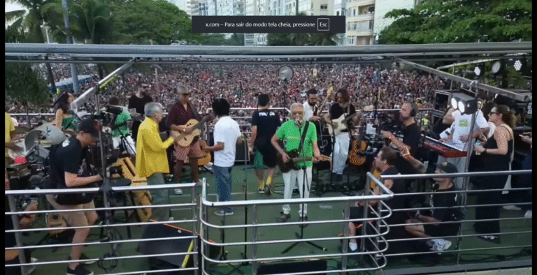 Copacabana recebe neste domingo (21) Djavan, Chico Buarque, Caetano Veloso e Gilberto Gil, que cantaram para milhares de pessoas contra a PEC da Blindagem e a anistia a Bolsonaro.