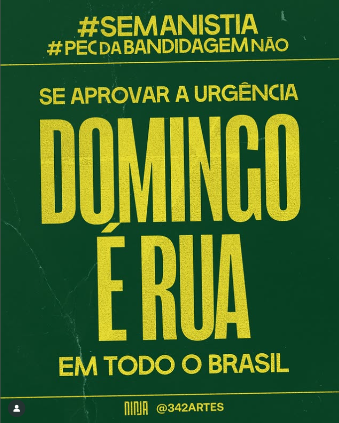 Artistas convocam “Domingo é Rua” contra PEC da Blindagem