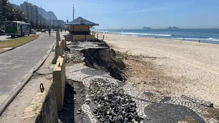 Segundo o levantamento, 27% da orla tem exposição muito alta às ondas Reprodução U