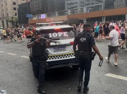 GCM durante ato na Avenida Paulista. Imagem: reprodução