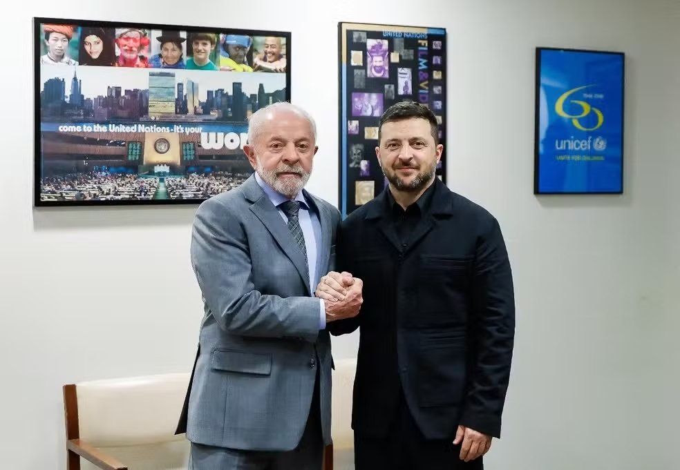 Lula se reuniu com Zelensky em Nova York — Foto: Roberto Stuckert/ PR