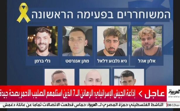 Os sete reféns libertados anteriormente pelo Hamas no norte de Gaza foram entregues pela Cruz Vermelha Internacional e agora estão nas mãos das Forças de Defesa de Israel.