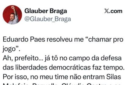 Glauber Braga respondeu à altura | Diário Carioca