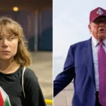 Donald Trump e Greta Thunberg em montagem após novas declarações do presidente dos EUA