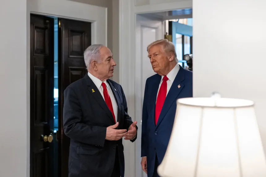 Benjamin Netanyahu, o presidente dos EUA, Donald Trump - Foto: Joyce N. Boghosian