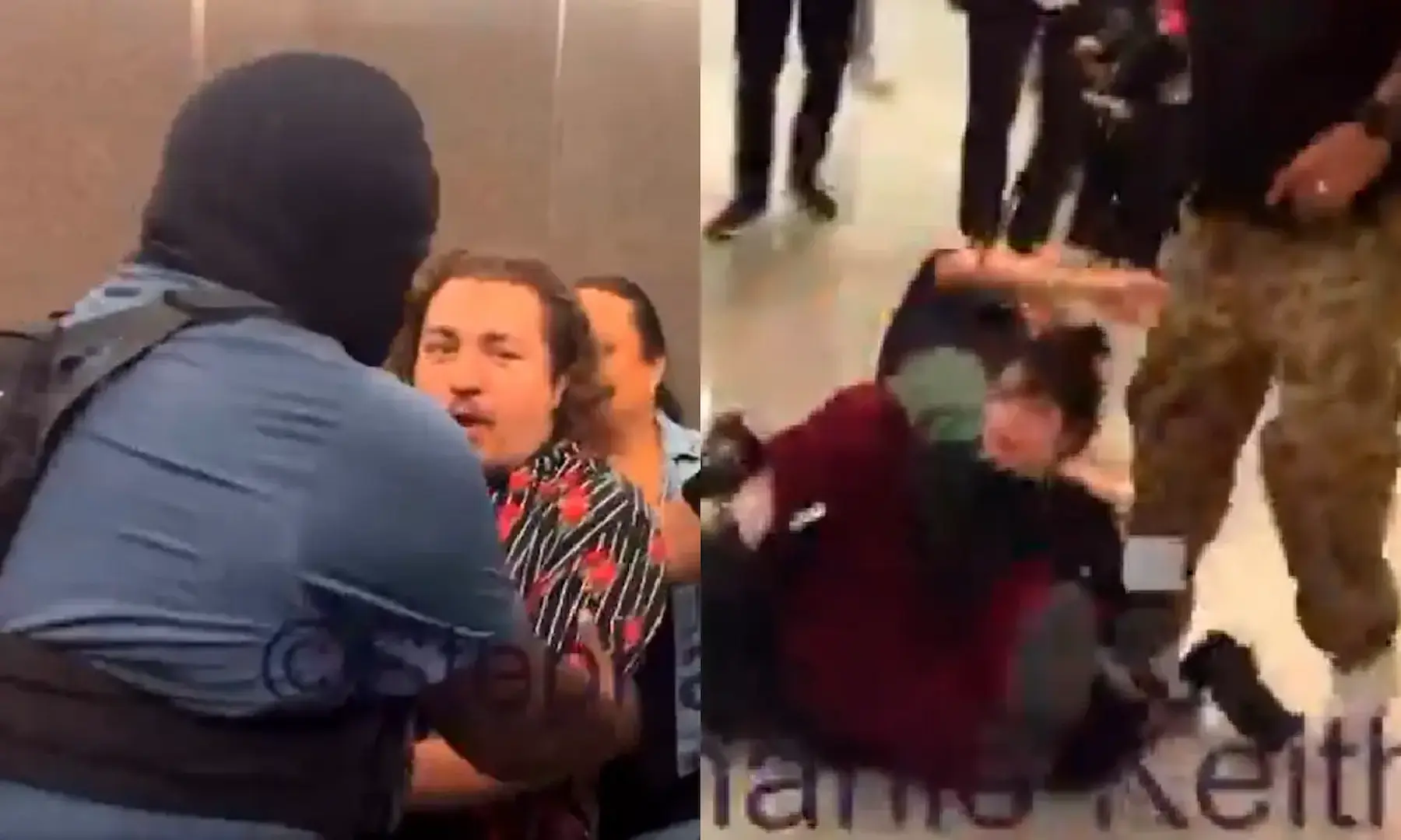 Agentes mascarados do ICE agredindo jornalistas nos EUA. Foto: reprodução