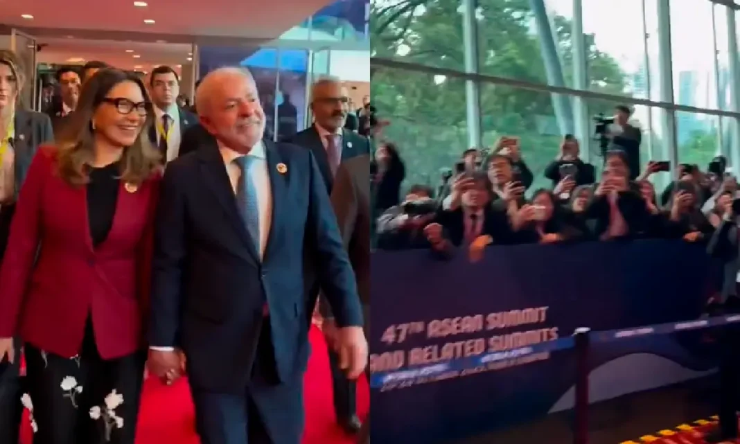 Lula sendo parabenizado por jornalistas. Foto: reprodução Lula sendo parabenizado por jornalistas. Foto: reprodução