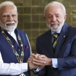 O primeiro-ministro da Índia, Narendra Modi, e o presidente Lula - © Marcelo Camargo/Agência Brasil