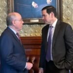 Mauro Vieira conversa com Marco Rubio nos Estados Unidos. Foto: Embaixada do Brasil