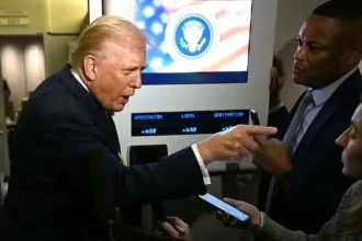 Trump chama repórter de ‘porquinha’ após pergunta sobre arquivos de Epstein. Foto: Reprodução