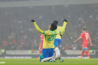 Estêvão comemora o gol do empate com a Tunísia Rafael Ribeiro / CBF