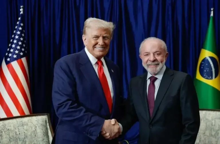 Donald Trump, presidente dos EUA, e Lula, do Brasil. Foto: Ricardo Stuckert