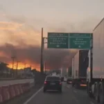 Avenida Brasil durante confronto no Rio. Foto: reprodução