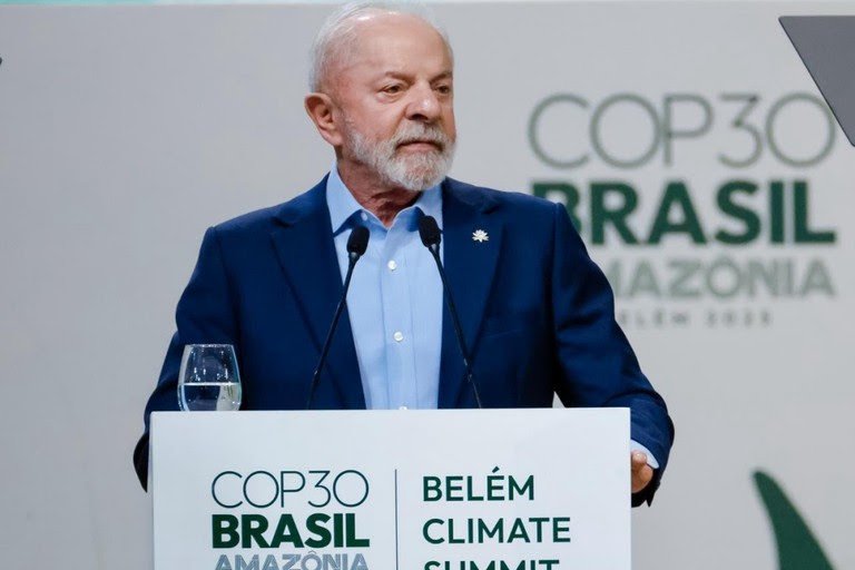 Lula na Cúpula dos Líderes da COP30: agenda climática deve estar no centro das decisões de cada governo, de cada empresa, de cada pessoa. Foto: Ricardo Stuckert / PR