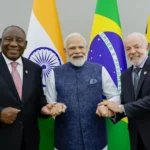 Ramaphosa, Modi e Lula: líderes de África do Sul, Índia e Brasil se reuniram para estreitar relações de três nações importantes do Sul Global. Foto: Ricardo Stuckert / PR