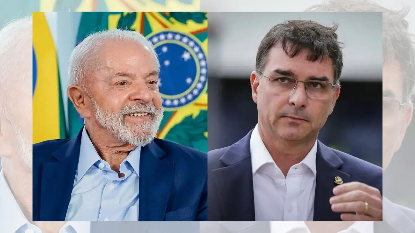 Lula e Flávio Bolsonaro. Foto: Reprodução