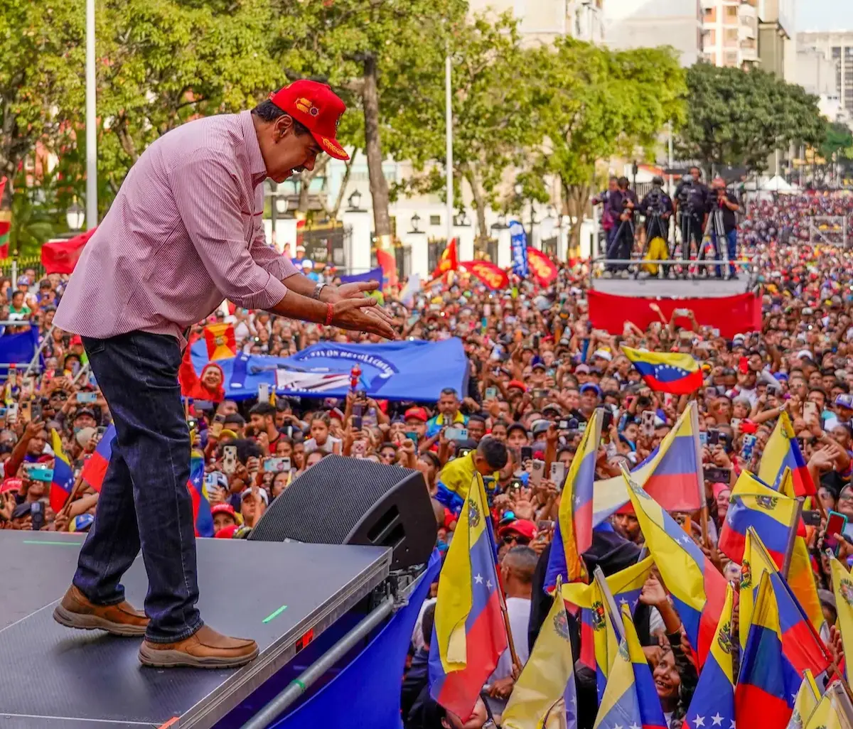 Caracas Venezuela 02/123/2025 Nicoláz Maduro presidente venezuelano durante manifestação contra o presidente americano Donald Trump em Caracas foto RS/Fotospublicas