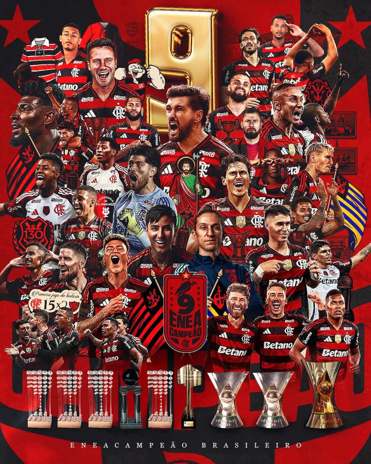 Flamengo vence Ceará e é campeão brasileiro com rodada de antecedência