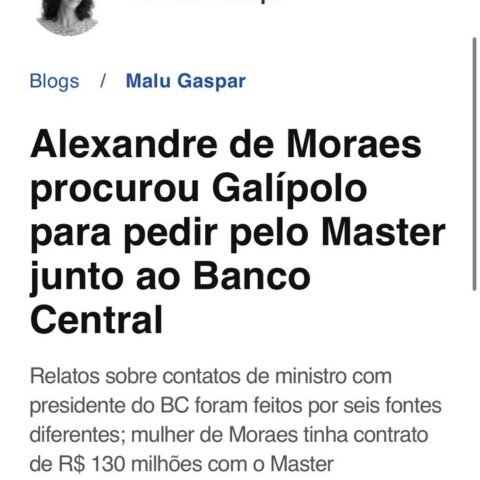 Malu Gaspar em O Globo