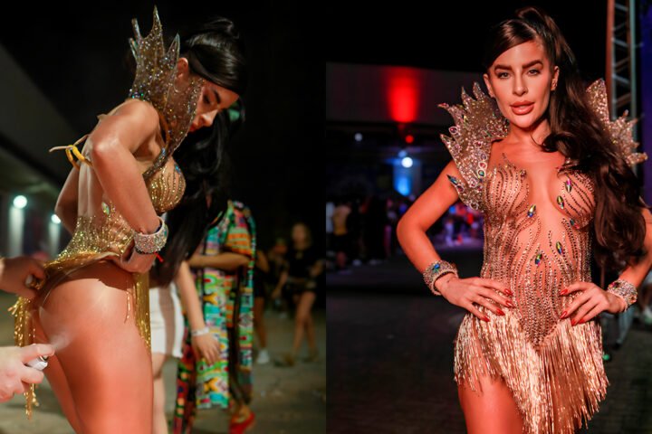 Musa da Colorado, Mari Marquini brilha em esquenta de Carnaval e mostra truque para bumbum não balançar: “laquê”