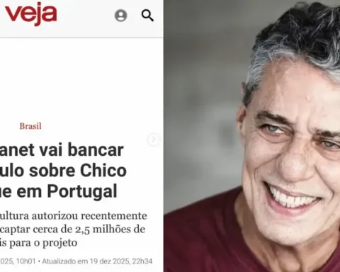 Chico Buarque ao lado da materia da Veja. Foto: Divulgação