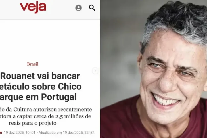 Chico Buarque ao lado da materia da Veja. Foto: Divulgação