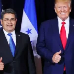 Donald Trump ao lado de Juan Orlando Hernández. Foto: Divulgação