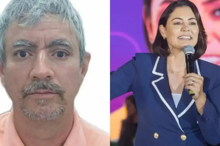 Gilberto Firmo Ferreira e Michelle Bolsonaro. Foto: Reprodução