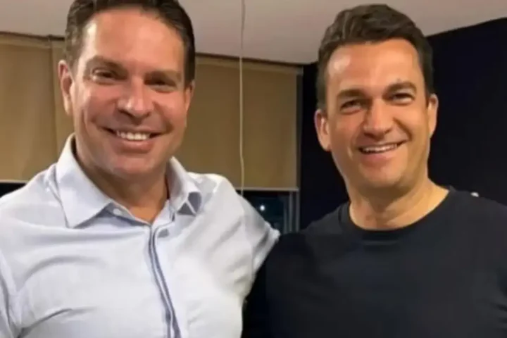 O empresário do garimpo Rodrigo Cataratas e Alexandre Ramagem — Foto: Reprodução