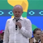 O presidente Lula durante discurso na cerimônia de Natal na ExpoCatadores, no Pavilhão de Exposições do Anhembi, em São Paulo. Foto: Reprodução