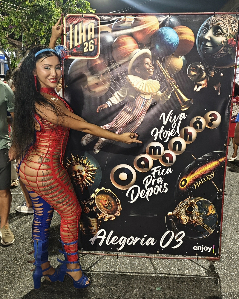 Amanda Fernandes reforça compromisso com a União da Ilha e chega ao terceiro ano como musa da agremiação