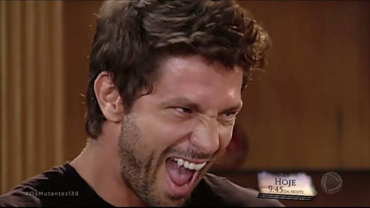 Mario Frias em sua ridícula atuação na ridícula novela Mutantes